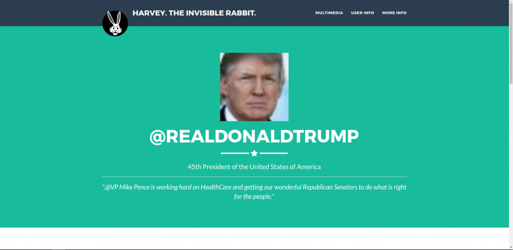 Página web con el perfil del presidente de los Estados Unidos.