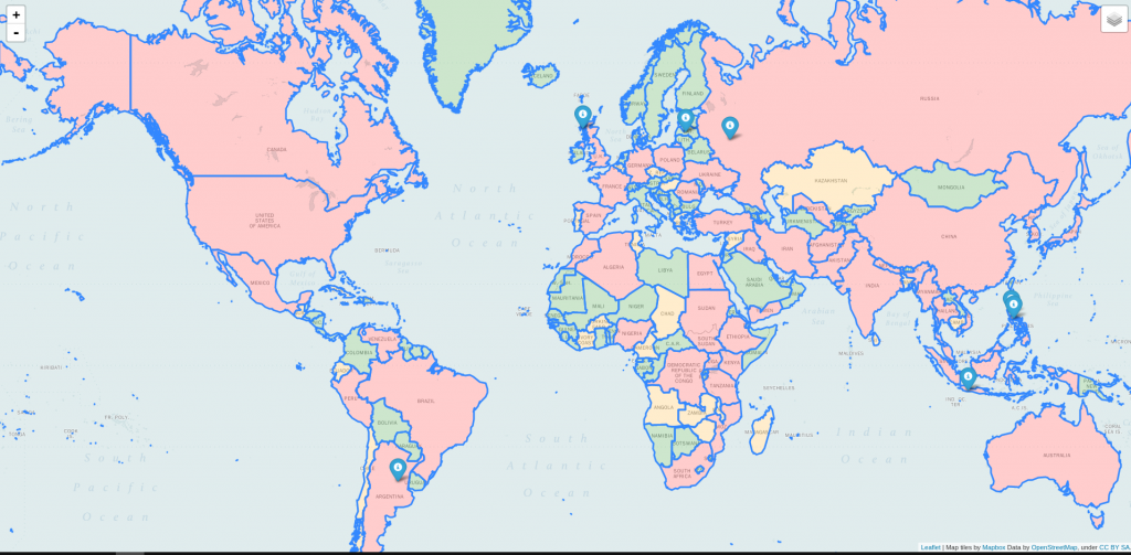 Geoposicionamiento de los tweets a nivel mundial.